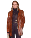 PWF Diane Kruger Brown Fringe Coat