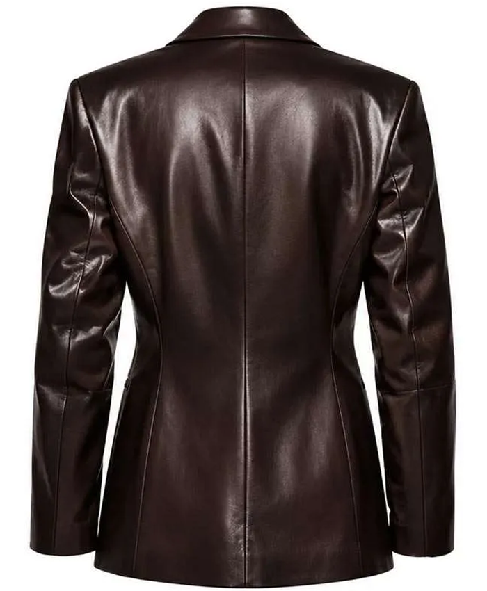 Paris Fashion Week 2026 Ahn Hyo Seop Dark Brown Leather Blazer Back