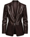 Paris Fashion Week 2026 Ahn Hyo Seop Dark Brown Leather Blazer Front