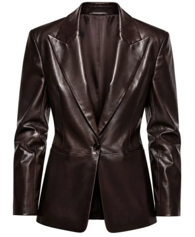 Paris Fashion Week 2026 Ahn Hyo Seop Dark Brown Leather Blazer Front