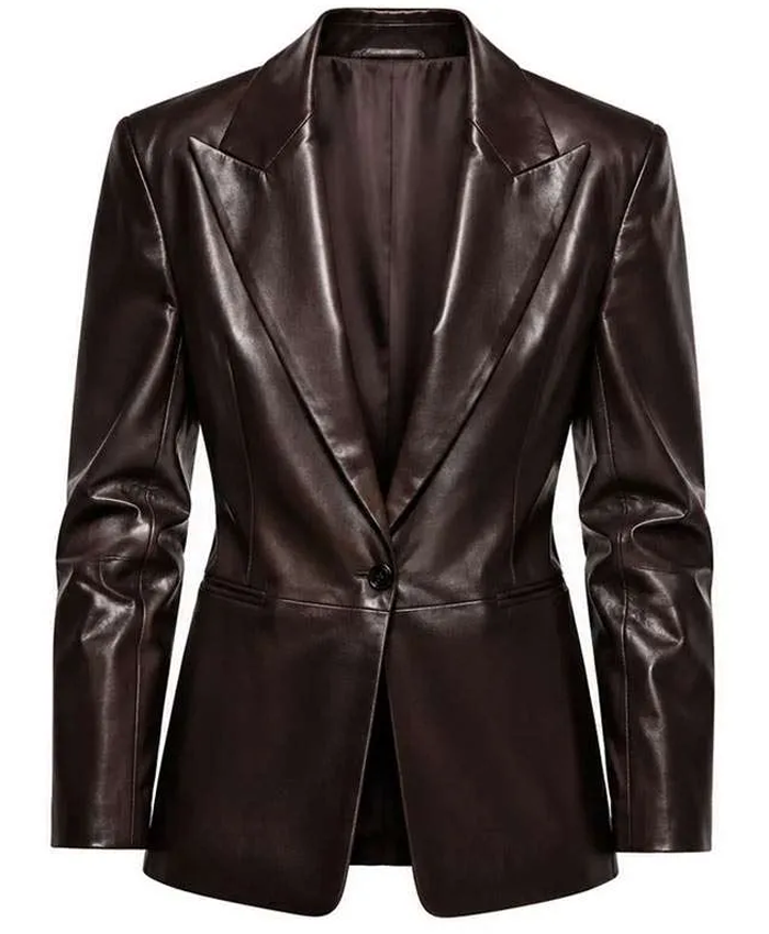 Paris Fashion Week 2026 Ahn Hyo Seop Dark Brown Leather Blazer Front