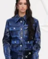 Paris Fashion Week 2026 Daniela Avanzini Navy Blue Leather Safari Jacket On Sale