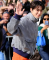 Paris Fashion Week 2026 Song Kang Grey Leather Bomber Jacket Left