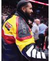 Rapper Drake Ski-Doo Racing Snowmobile Multicolor Leather Jacket Back