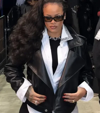 Rihanna Paris Fashion Week 2026 Black Leather Jacket