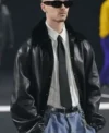 Romeo Beckham PFW 2026 Black Leather Jacket