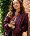 Ruby Stokes TV Series Below 2026 Mary Penney Maroon Leather Jacket On Sale