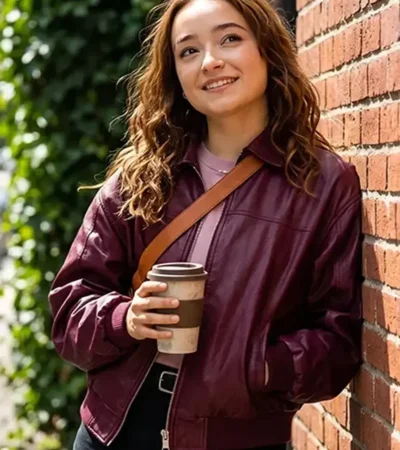 Ruby Stokes TV Series Below 2026 Mary Penney Maroon Leather Jacket On Sale
