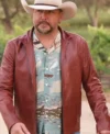 Sabeswings Jason Aldean Burgundy Leather Jacket