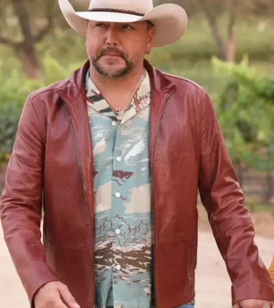 Sabeswings Jason Aldean Burgundy Leather Jacket