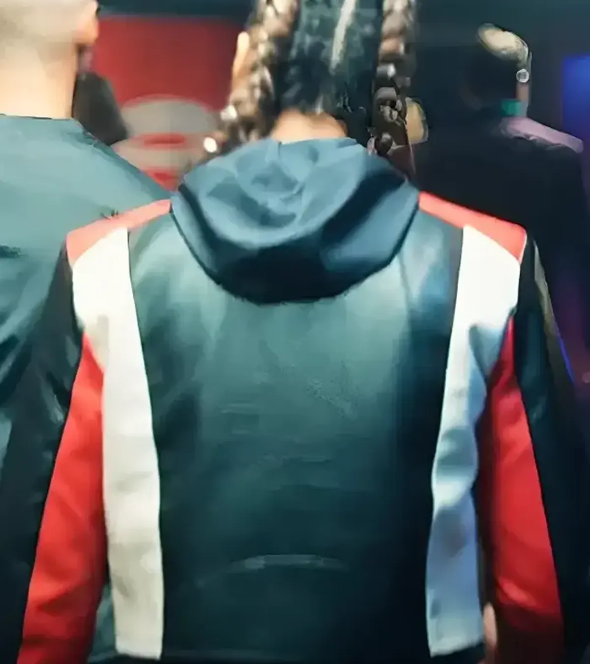 Sixty Minutes Marie Mouroum Red and Black Leather Jacket On Sale