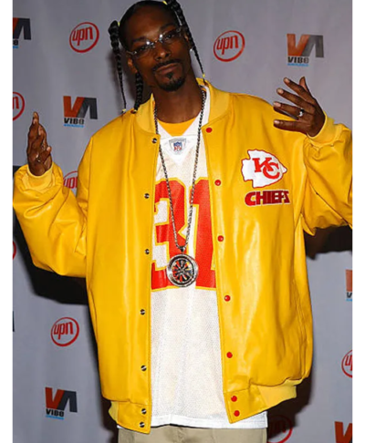 Snoop Dogg Yellow Leather Bomber Jacket