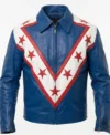 Stegaro Blue Red Star and Stripes Racing Premium Genuine Leather Jacket