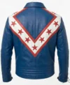 Stegaro Blue Red Star and Stripes Racing Premium Genuine Leather Jacket back