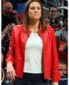 Stephanie White Coach Red Leather Jacket