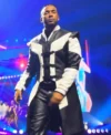 The Last King World Tour Concert Don Omar White and Black Leather Coat On Sale