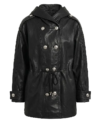 Tv Series Real Housewives of SLC S07 Whitney Rose Black Leather Hooded Jacket Front