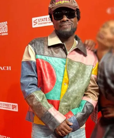 WNBA Draft Orange Carpet 2026 Wale Multi Color Patchwork Leather Jacket