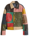 WNBA Draft Orange Carpet 2026 Wale Multi Color Patchwork Leather Jacket Front
