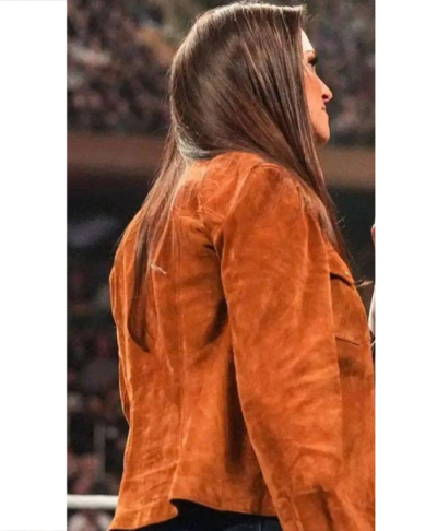 WWE Monday Night RAW 2026 Stephanie McMahon Brown Suede Leather Jacket Back