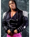 WWE Roster American Wrestler Bret Hart Black Leather Epaulet Jacket Front