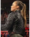 WWE Smackdown Ronda Rousey Wrestler Quilted Black Leather Jacket Back