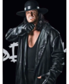 WWE The Undertaker APW Black Leather Long Coat Closeup