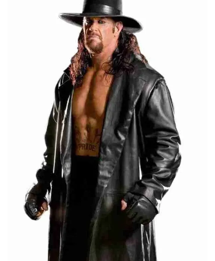 WWE The Undertaker APW Black Leather Long Coat Right