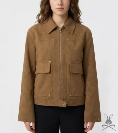 Womens Annabelle Oversized Suede Leather Jacket