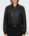 Womens Black Aviator A1 Real Leather Bomber Jacket