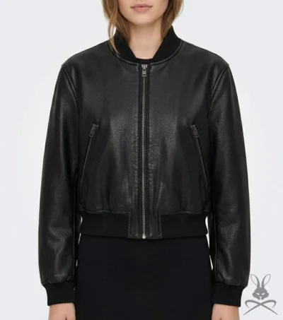Womens Black Aviator A1 Real Leather Bomber Jacket