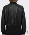 Womens Black Aviator A1 Real Leather Bomber Jacket back