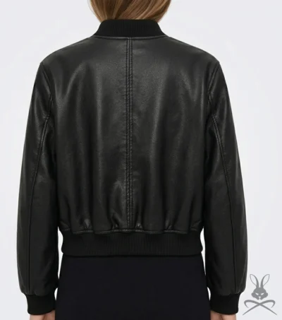 Womens Black Aviator A1 Real Leather Bomber Jacket back
