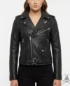 Womens Black Leather Biker Jacket