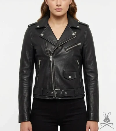Womens Black Leather Biker Jacket