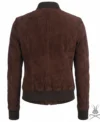 Womens Brown Leather Suede Bomber Jacket back view