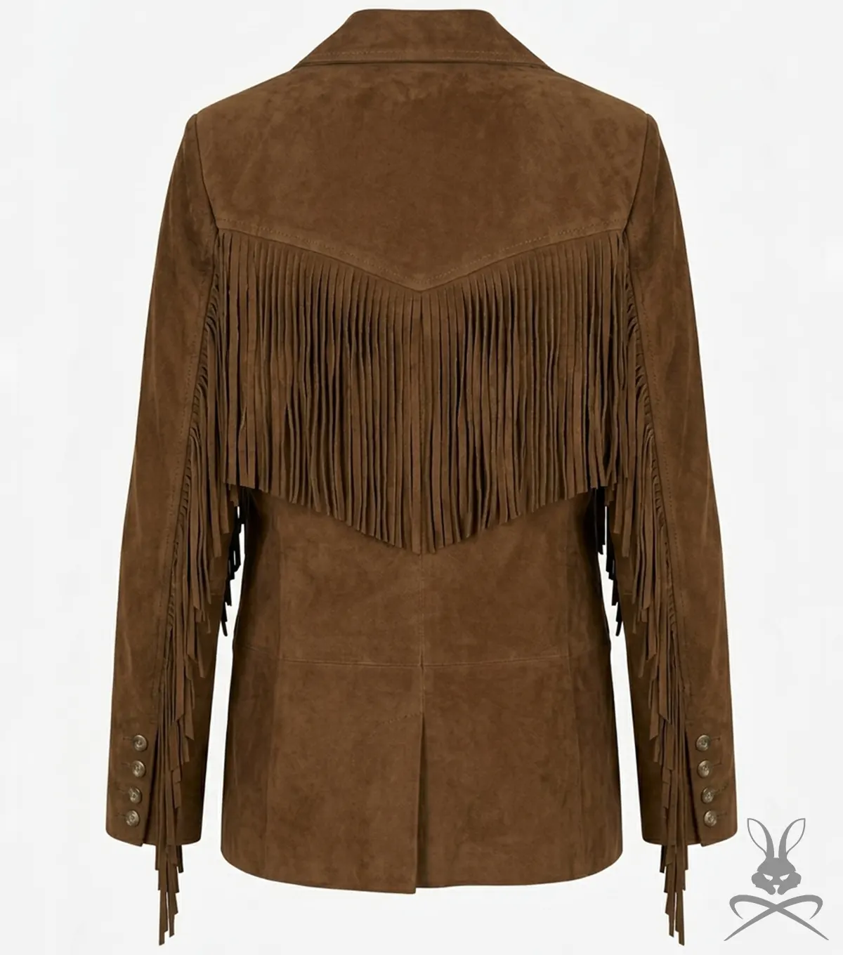 Womens Cognac Suede Leather Western Blazer back view