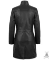 Womens Cowhide Leather Long Coat back view