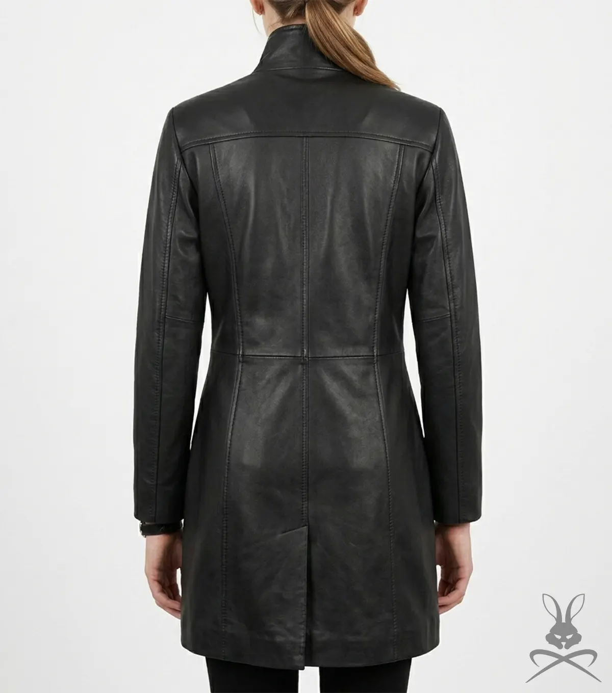 Womens Cowhide Leather Long Coat back