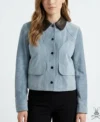 Womens Crop Suede Leather Jacket