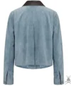 Womens Crop Suede Leather Jacket back view