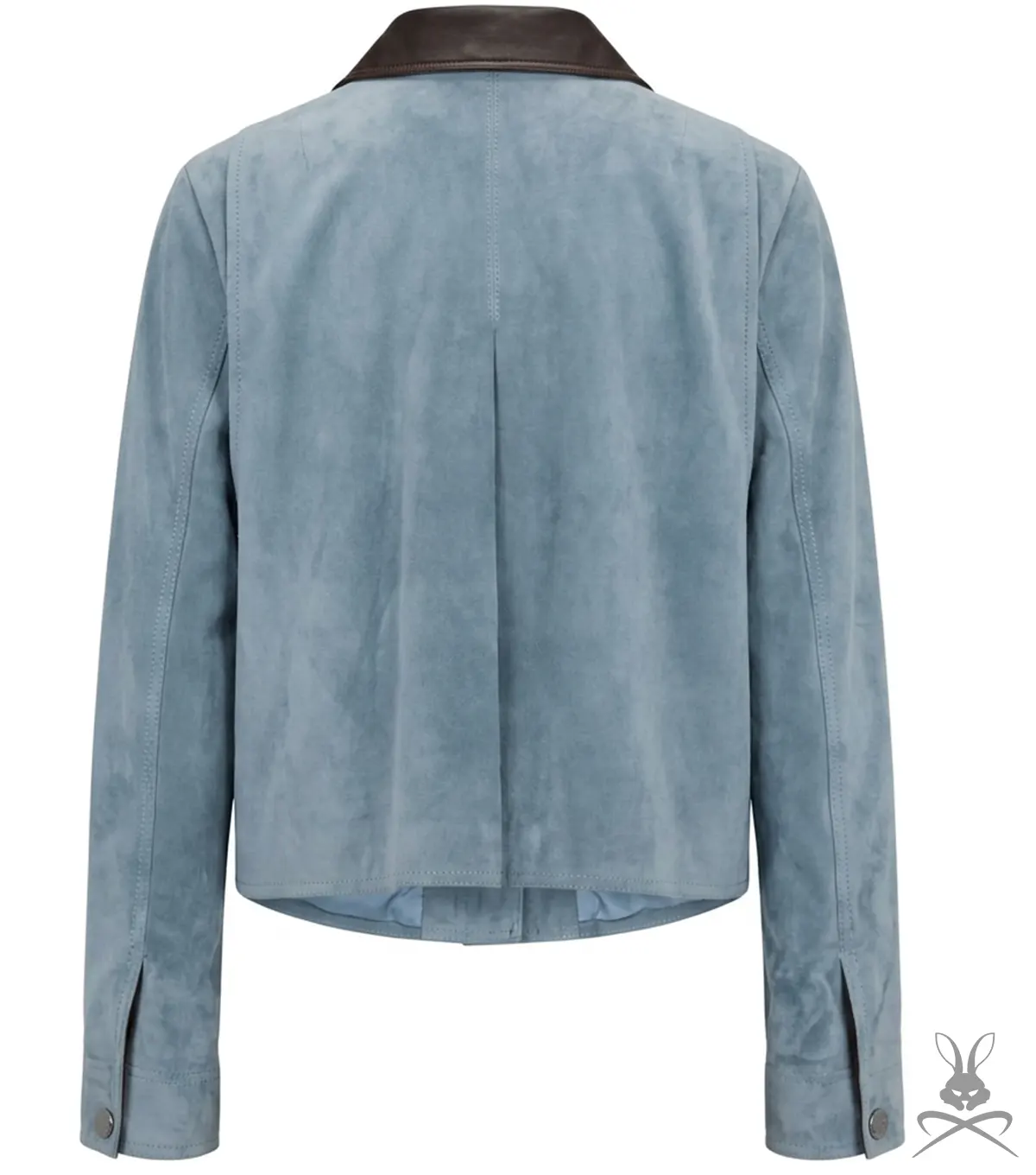 Womens Crop Suede Leather Jacket back view