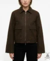 Womens Cropped Suede Leather Jacket