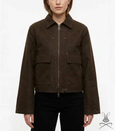 Womens Cropped Suede Leather Jacket