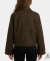 Womens Cropped Suede Leather Jacket back