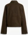 Womens Cropped Suede Leather Jacket back view