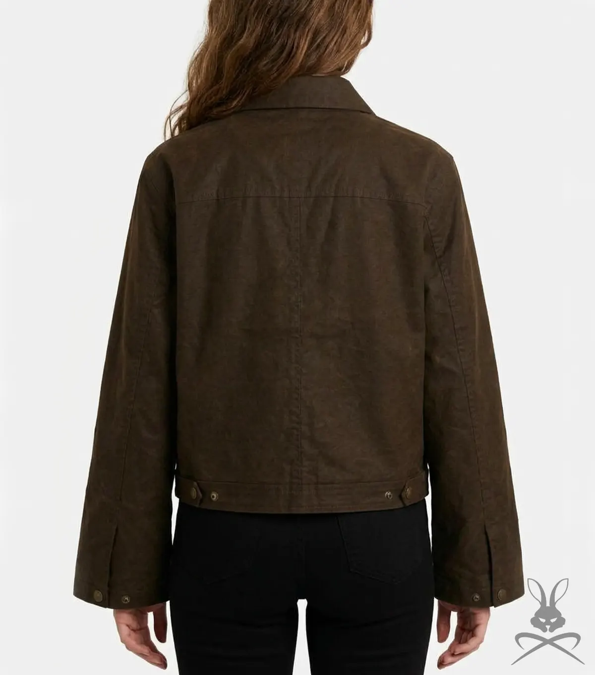 Womens Cropped Suede Leather Jacket back