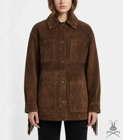 Womens Fringe Real Suede Leather Jacket