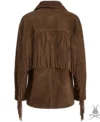 Womens Fringe Real Suede Leather Jacket back view