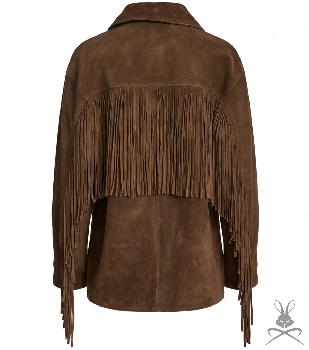 Womens Fringe Real Suede Leather Jacket back view